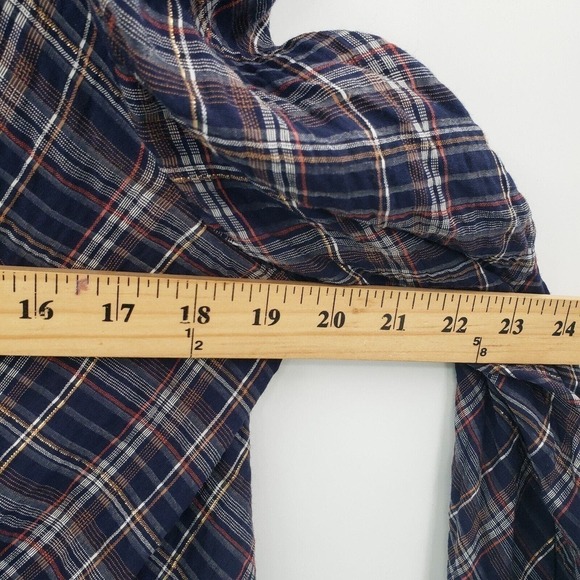 Veronica Beard Ashlynn Plaid Button Up Blouse Womens Size 4 Blue Pearl Snap - Picture 8 of 14